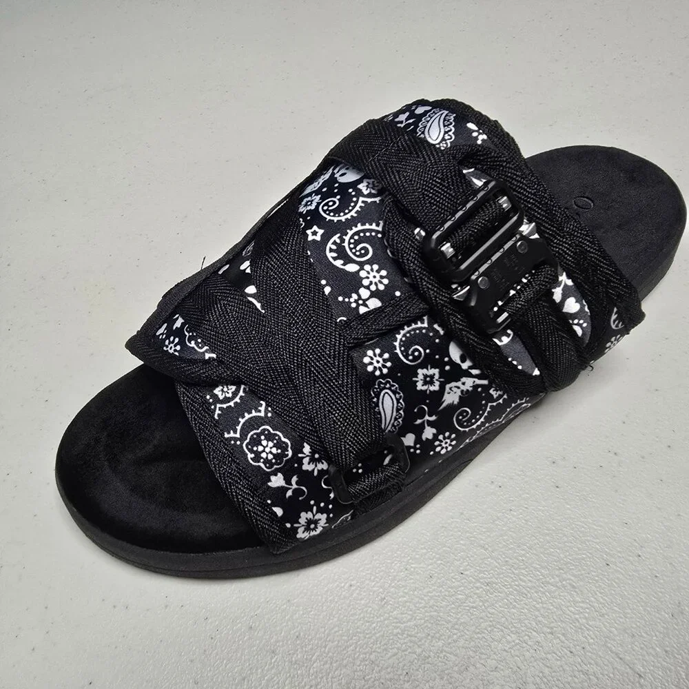 DRACO Slides Mens Shoes Size 12, 12.5, 13, 13.5 Black Sandals Bandana + Bag NEW